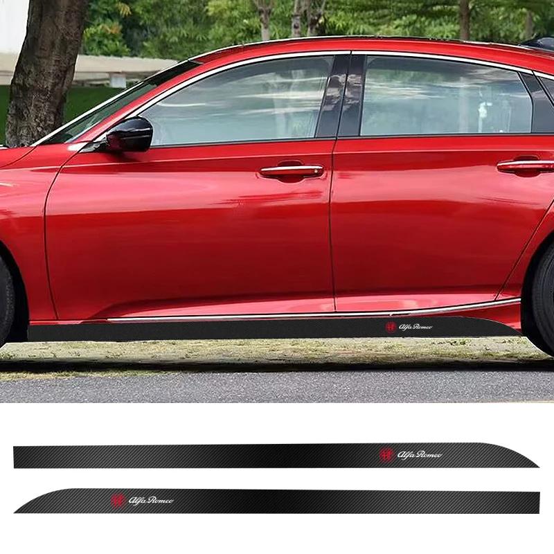 2Pcs Car Door Side Stripes Skirt Sticker Body Vinyl Decal Car Styling For Alfa Romeo 147 159 156 Giulietta Giulia Mito Spider