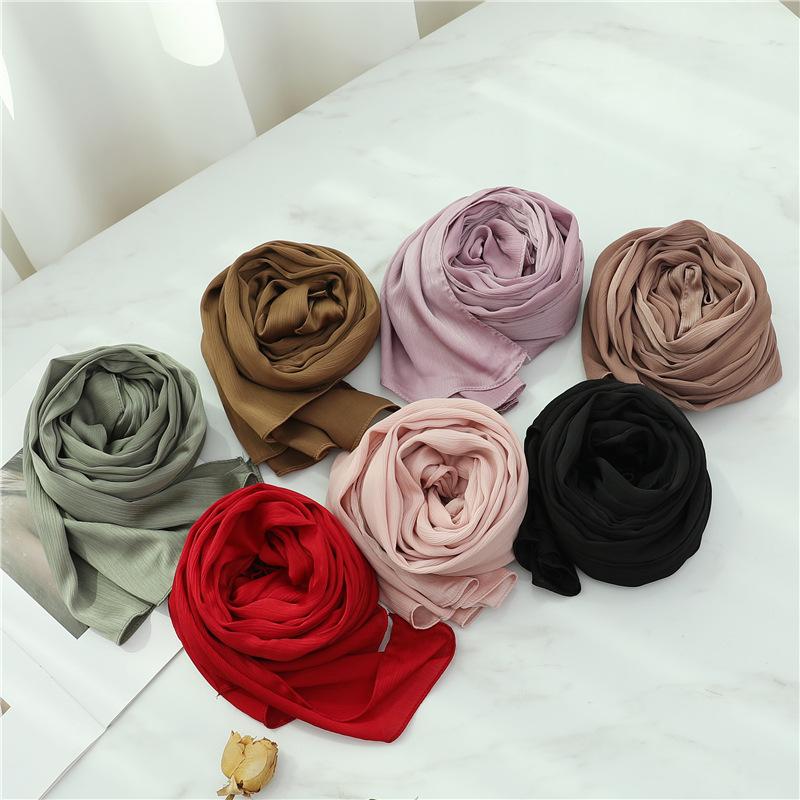 Four Seasons Universal New Solid Color Silk Scarf Basic Versatile Sunscreen Warm Scarf Women'S Travel Big Shawl