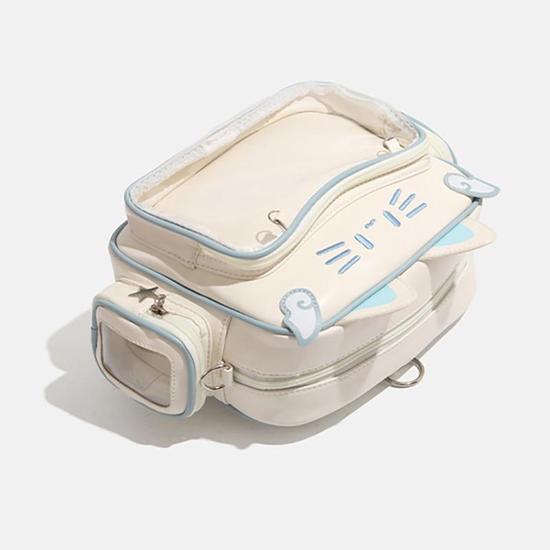Y2K Ita Bag Cat Pu Backpack – Foldable, Adjustable Strap, Secure Zipper, Preppy Style Cute Schoolbag