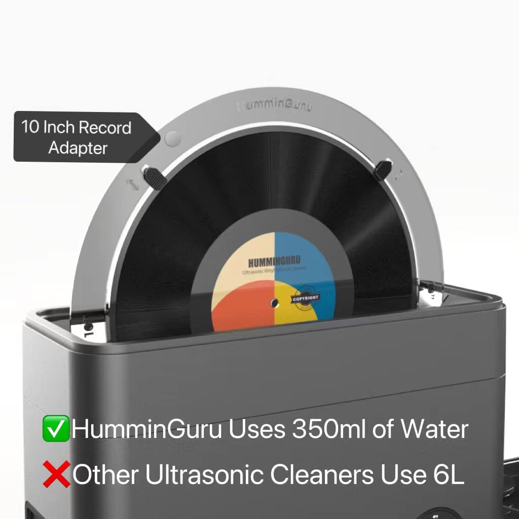 HumminGuru Ultrasonic Vinyl Record Cleaner with and Adapters HG-01 7" 10" (HG01, 7"/10"/12")