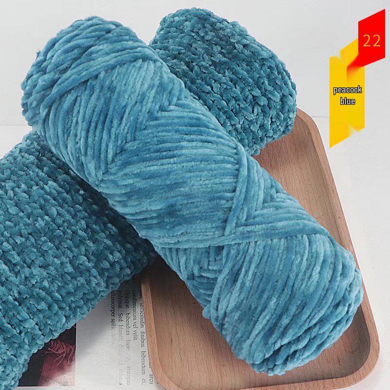 Chenille Golden Silk Velvet Yarn Ball - Medium Thick Glossy Yarn for Hand Knitting and Crochet Slippers.