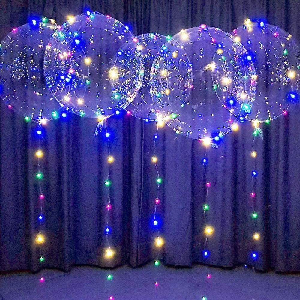 7pcs 20inch Transparent Led Bobo Balloons Glow in The Dark Light Up Bobble Balls  Wedding