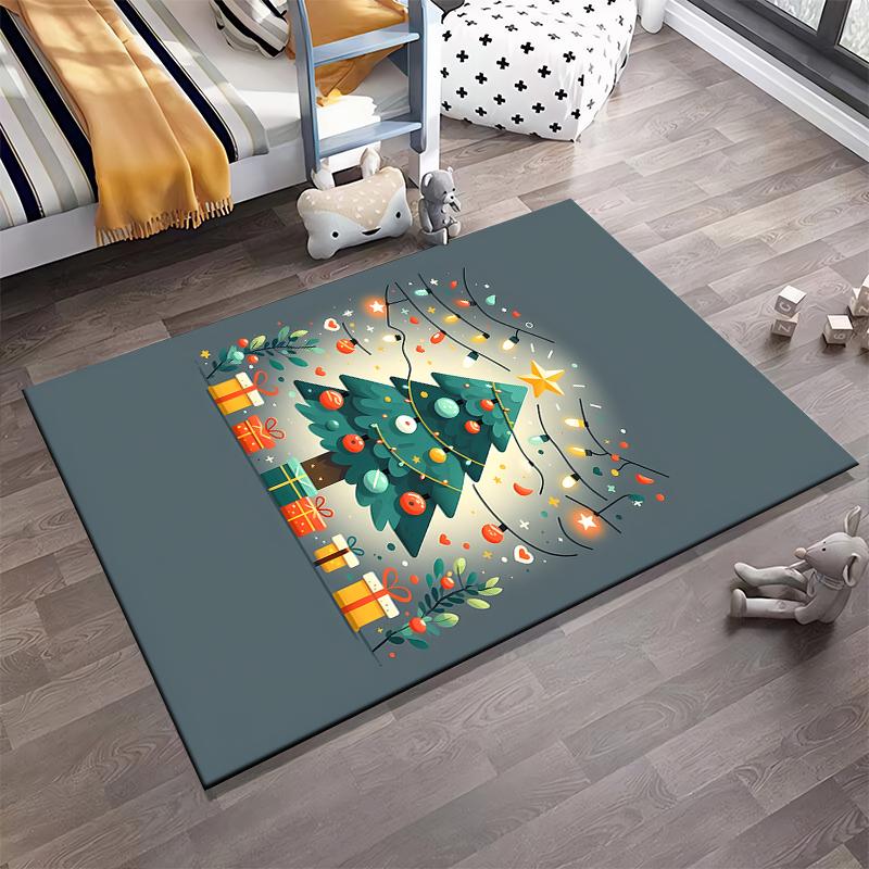 Christmas Tree with Gifts and Lights Rug Non-slip rug suitable for living room and bedroom sofas.