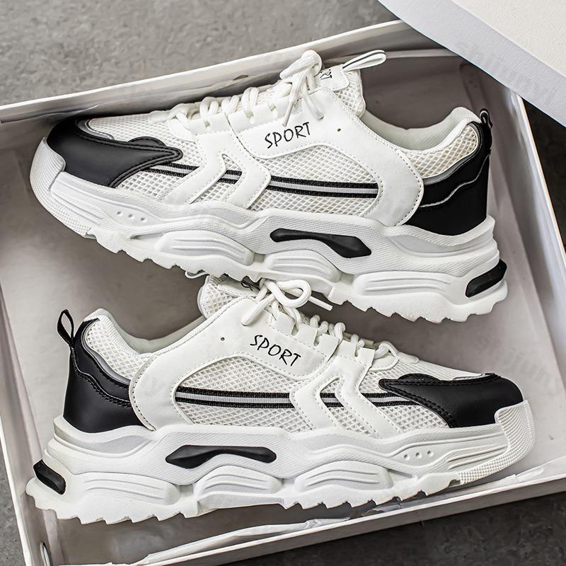 Men Shoes Student Thick Soled Mesh Breathable Casual Sports Shoes Four Seasonal Outdoor Soft Sole Comfort Running Shoes Sneaker