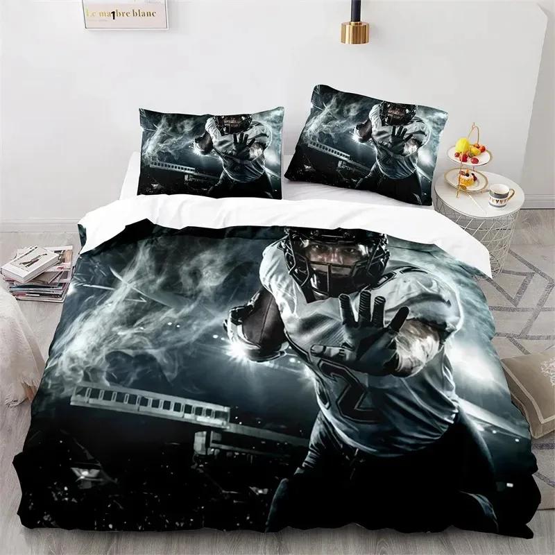 Sports Duvet Cover Set American Football Player Bedding Set For Boys Girls Children To Soft Ball Sport Quilt Cover