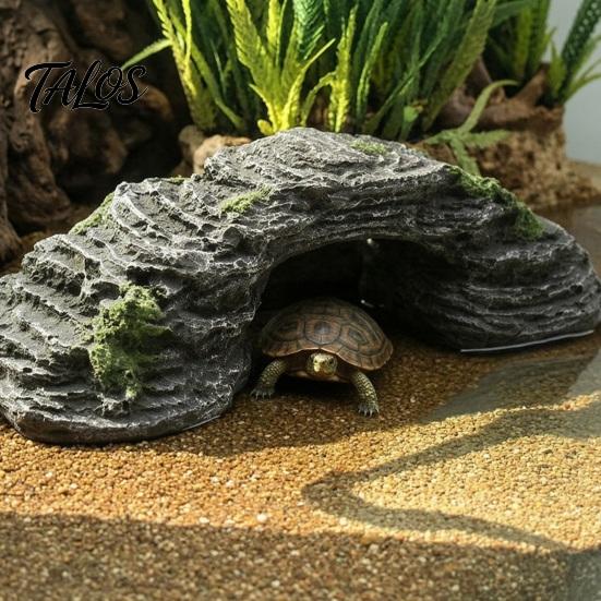 Aquarium Turtle Accessory Basking Platform, Rock Look Resin Baby Tortoise Climbing Ramp, Non-toxic Dock Arched Reptiles Resting Terrace for