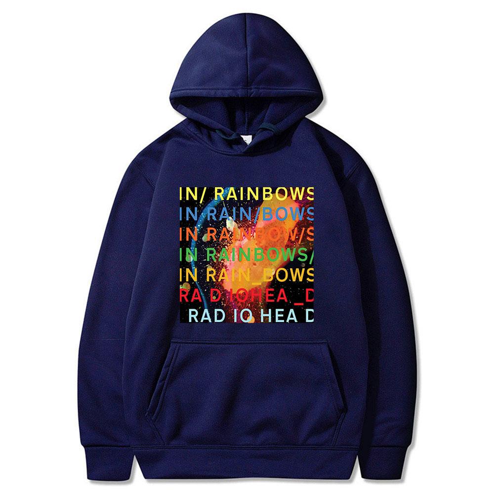 Винтажная толстовка с капюшоном Radiohead для рок-группы, музыкальный альбом в радужном графическом стиле, унисекс, уличная одежда в стиле хип-хоп, готические толстовки большого размера XL