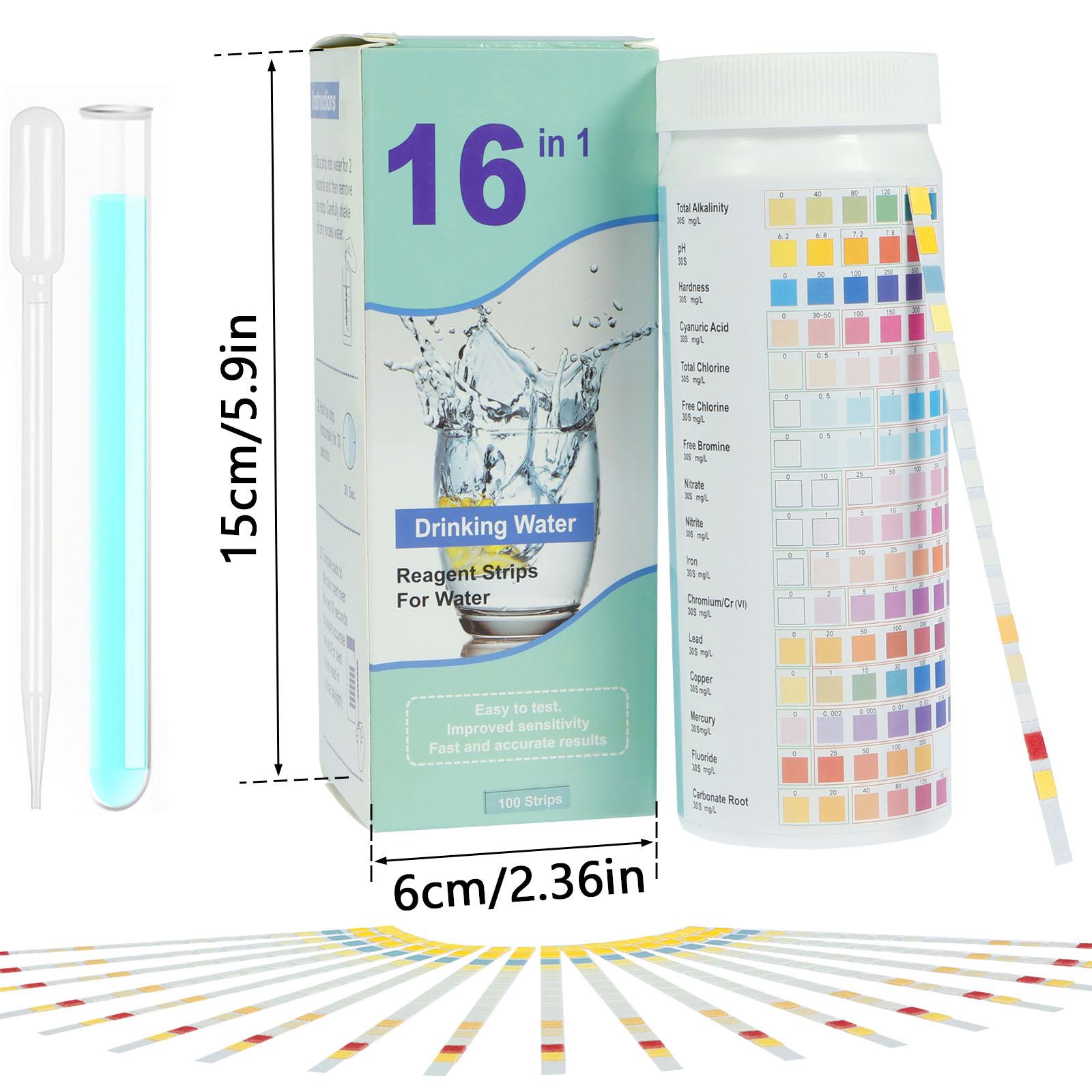

125Pcs 17 In 1 Water Testing Kit Aquarium Test Strips Easy Drinking Water pH Test Strips for House Tap Well Water Hardness Test