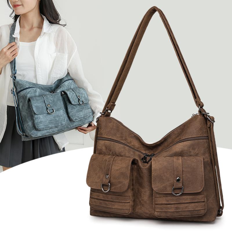 Women's Bag Large Capacity Shoulder Bag Soft Leather Tote Bag Commuter Shoulder Crossbody Bag