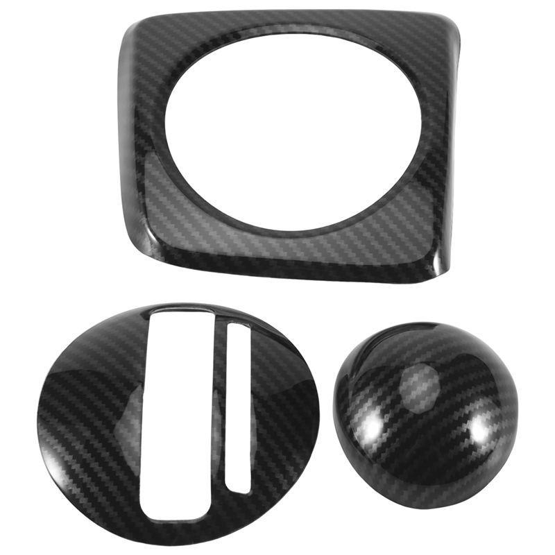 AA92-3Pcs AT Car Carbon Fiber Gear Shift Panel Cover Frame Trim RHD For Honda Civic 2006-2011 RHD Carbon fiber pattern