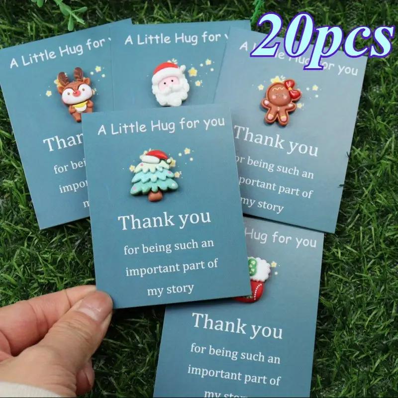 10pcs Mini Hug Cards with Resin Decorations Christmas Birthday Valentine Greeting Thank You Cards Bulk Gifts for Friends Family