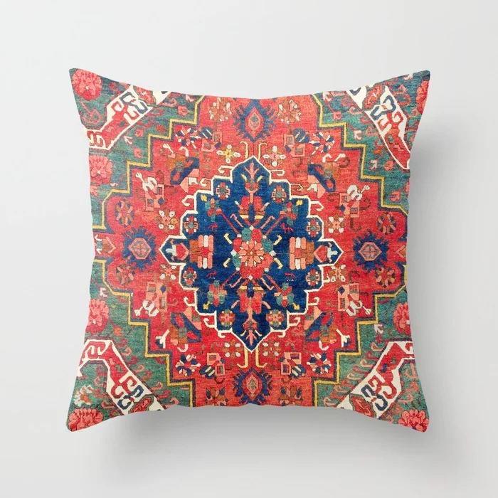 Ethnic Style Pattern Square Polyester Pillowcase, Sofa Living Room Decorative Cushion Cover, Bedroom Bedside Pillow Cover
