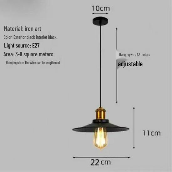 Industrial Black Retro Wrought Iron Pendant Lamp - Modern, Simple Design for Restaurants, Bars, and Hotels