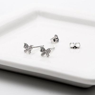 [Aslit] Mini Butterfly Cubic Silver Needle Earrings [29849013]