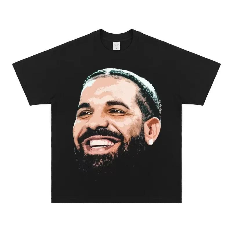 Hot Sale European American Drake Male Duck Print Tshirts Men Women Crewneck Cotton Tees HighStreet Loose Casual Oversized Tops