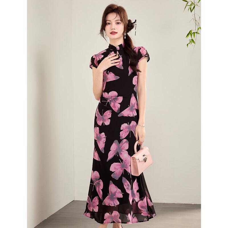 ORIGIN New Chinese Style Printed Long Dress M