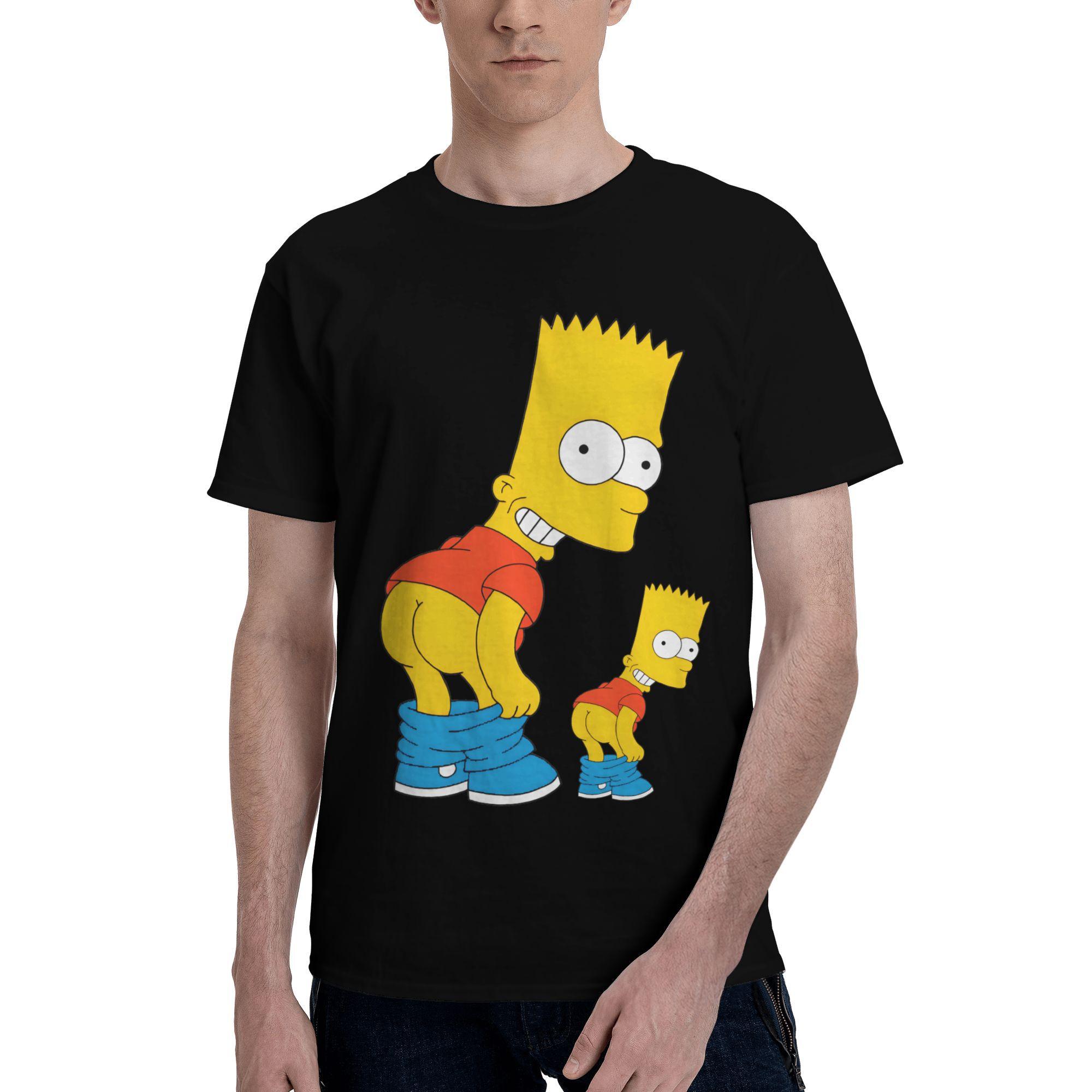 202526 Летняя футболка с принтом семьи Симпсонов из чистого хлопка Модные свободные повседневные короткие рукава Унисекс S