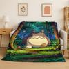 Classic T-Totoro Cartoon Cute Flannel Blanket Soft Warm Throw Blanket for Bedroom Living Room Bed Travel Camping Picnic Kid