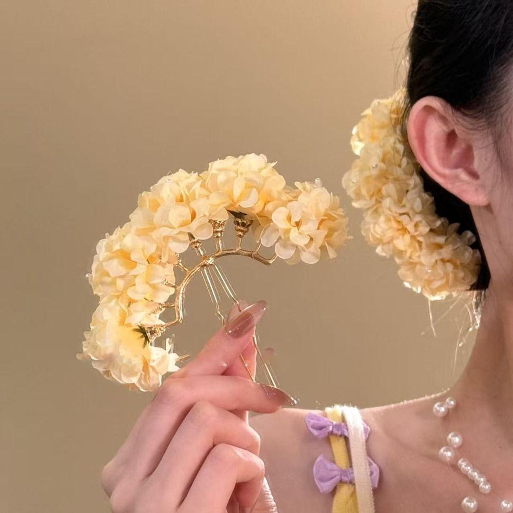 Sweet Flower Hair Stick Bohemian Bride Hair Accessories Chinese Style Side Clip  Bridesmaid