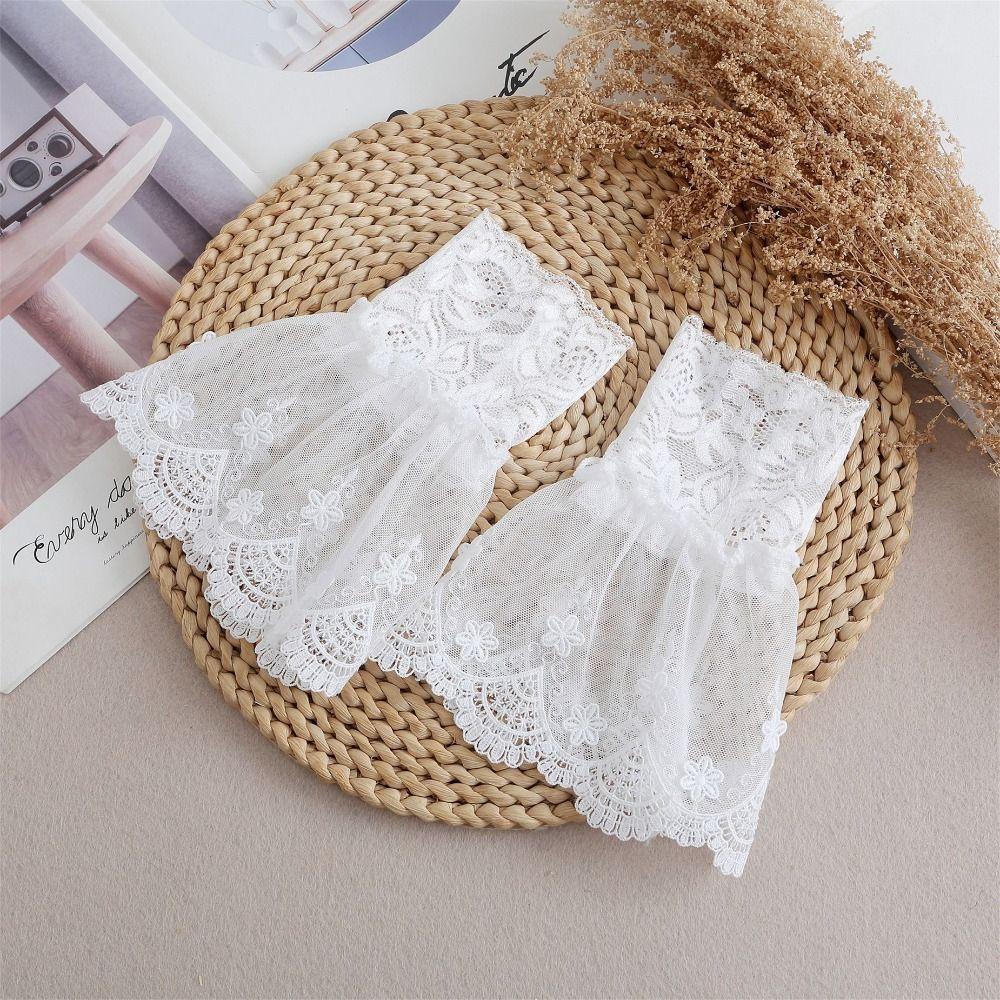 Pleated Lace Fake Cuffs Flower False Cuff Sleeve Gift Lace Sleeve  Women's Daily Wear