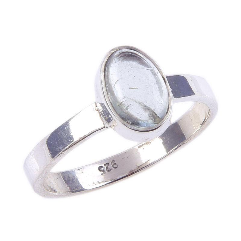 Natural Aquamarine Gemstone Handmade 925 Solid Sterling Silver Ring S.6.5 C2h78