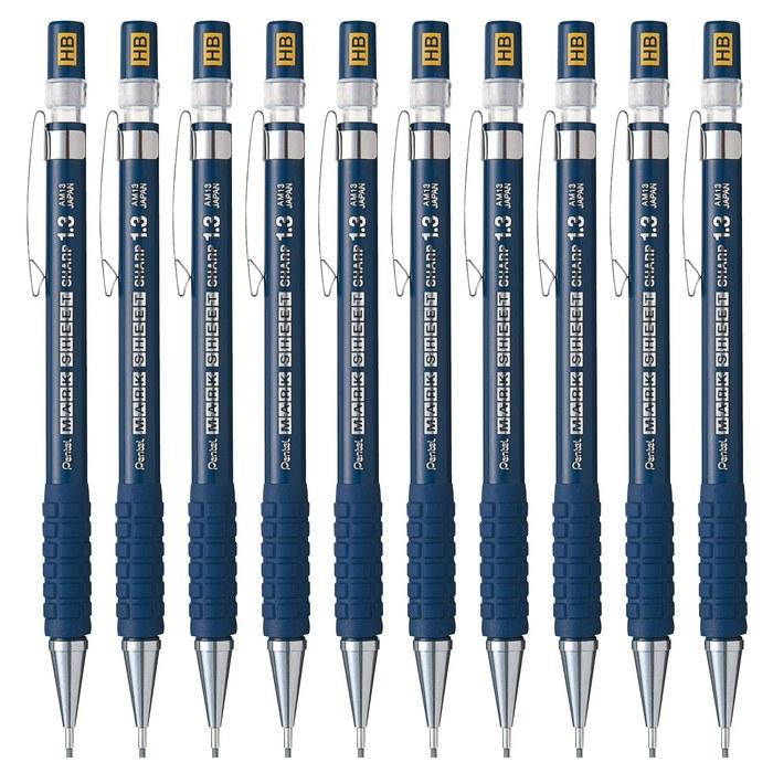 Pentel Mark Sheet Sharp Pencil AM13-HB 1.3mm 10-count Silver, Multi-color