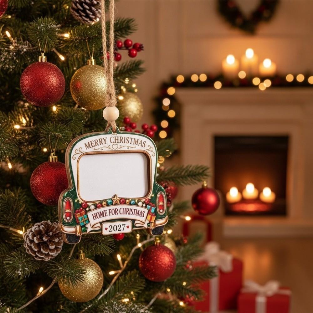 DIY Craft Pendant Christmas Photo Frame Wooden Xmas Tree Hanging Decor  Christmas Ornament
