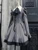 [Jundakara] Gothic Striped Dress for Women, Long Sleeves, Short Length, Cute and Dark Style, Detachable Ribbon, A-Line, Classical Fashion, Gothic Loli