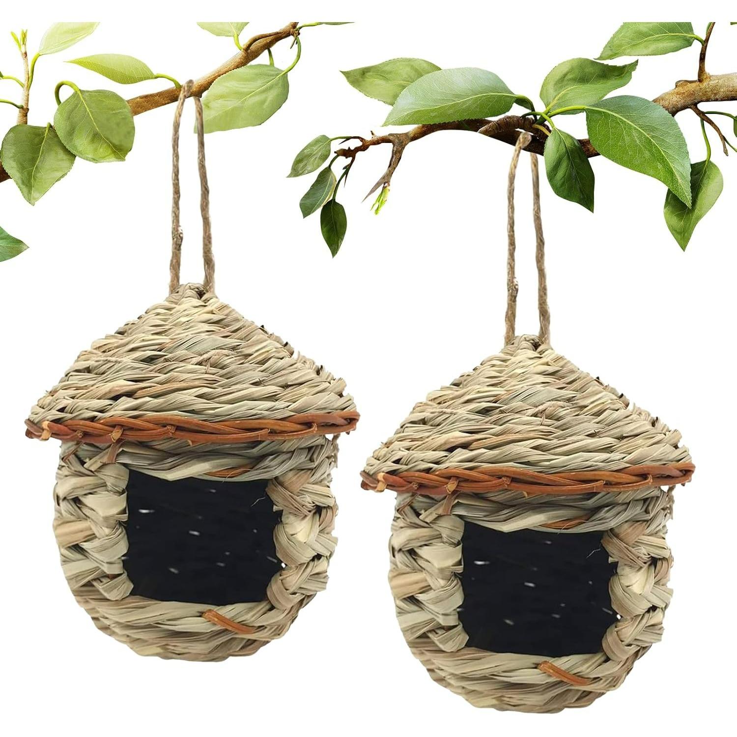 

Gute Hummingbird Houses for Outside Hanging,Hand Woven Bird Nest, Large Wren Finch Bird House for Garden Window Outdoor Home Decoration P2