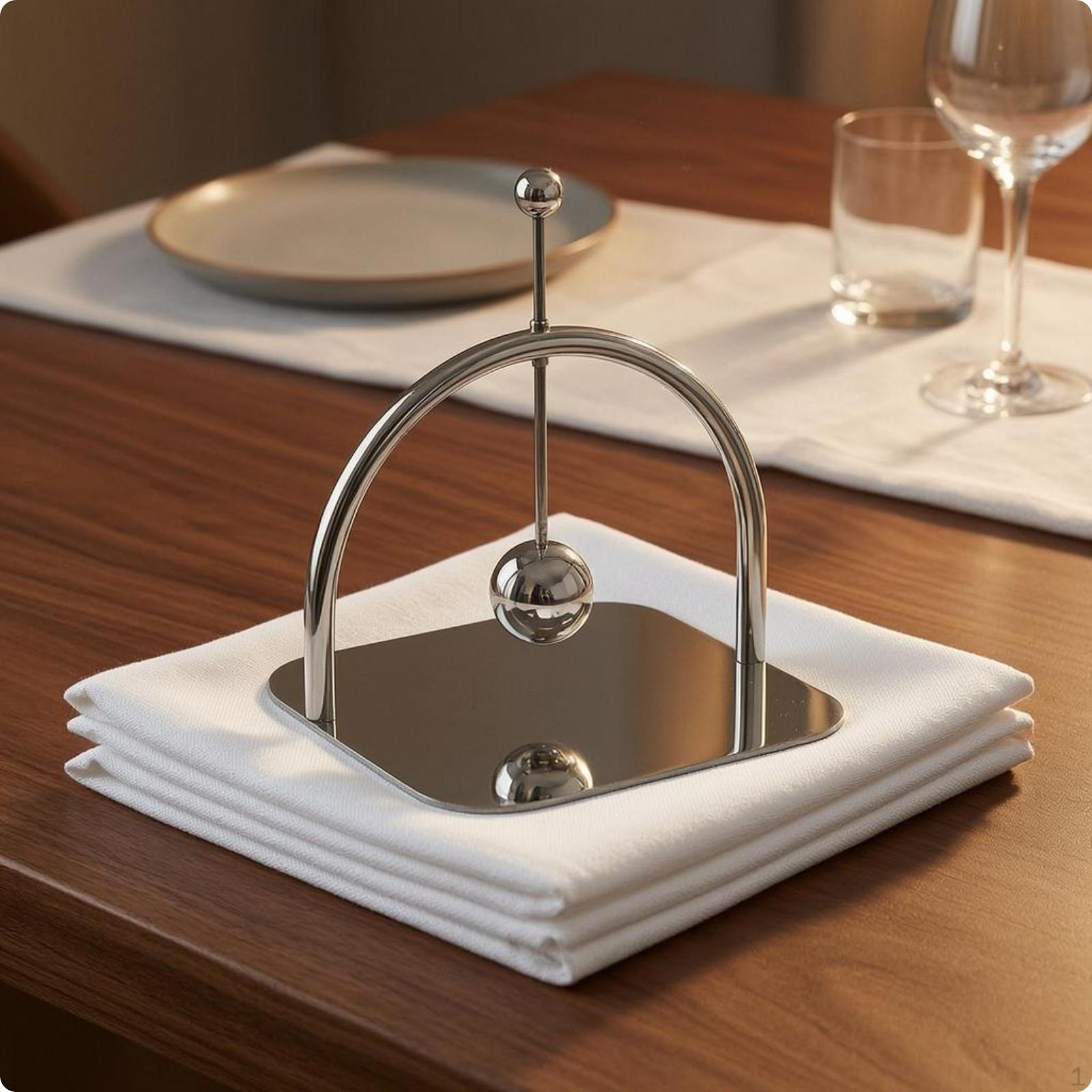 Decorative Tissue Weight Square Base Display Ornament Mirrored Stainless Steel Silver
