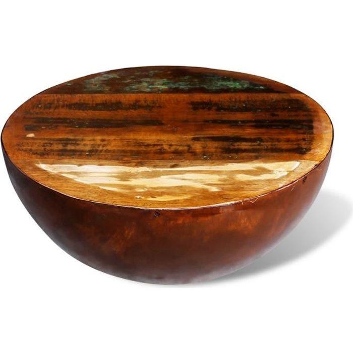 VidaXL Table basse Forme de bol avec base en acier Bois recyclé