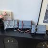 IELGY Fashionable Denim Underarm Bag High-End Chain Shoulder Messenger Bag All-Match Small Square Bag