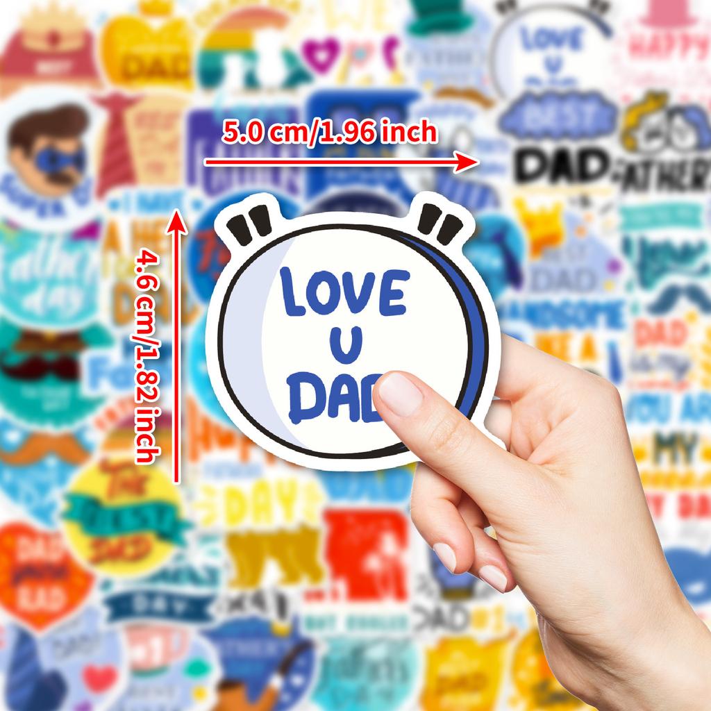 50 PCS Father's Day Stickers - Creative Text Decals for Cards, Gifts, Travel DIY