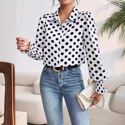 Autumn and Winter Elegant Women's Dot Printed Simple Everyday Shirt