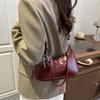 Vintage Solid Color PU Shoulder Underarm Bag for Women Textured Trendy Crossbody Bag Portable Hobo Handbag Purse