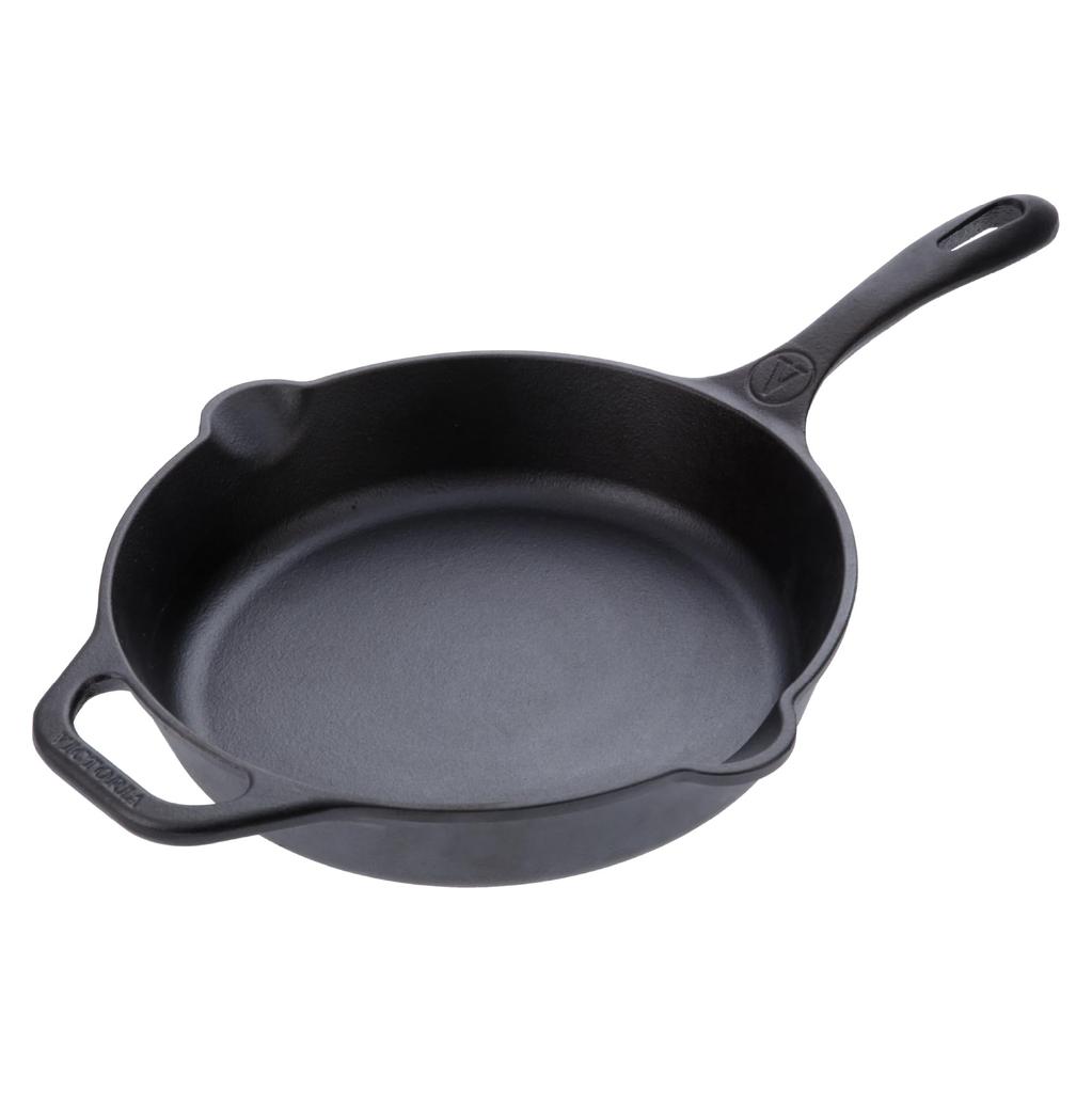 [Authentic Japanese Product] VICTORIA 10-inch Cast Iron Skillet Frying Pan, 25cm, SKL210, Pre-Seasoned (10-inch)