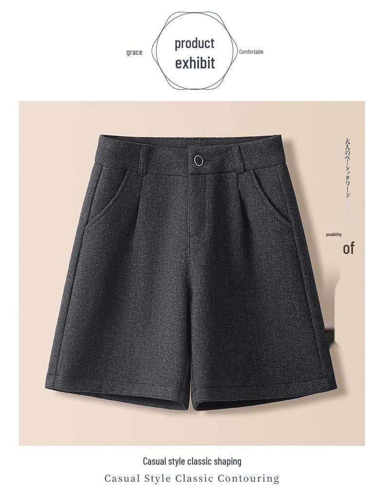 Women's High Waist Woolen A-line Shorts - 2025 Spring Collection