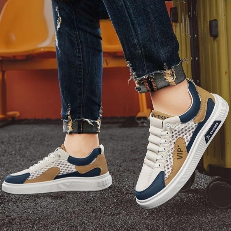 Men Non Slip Mesh Skate Shoes, Breathable Upper Casual Athletic Board Sneakers