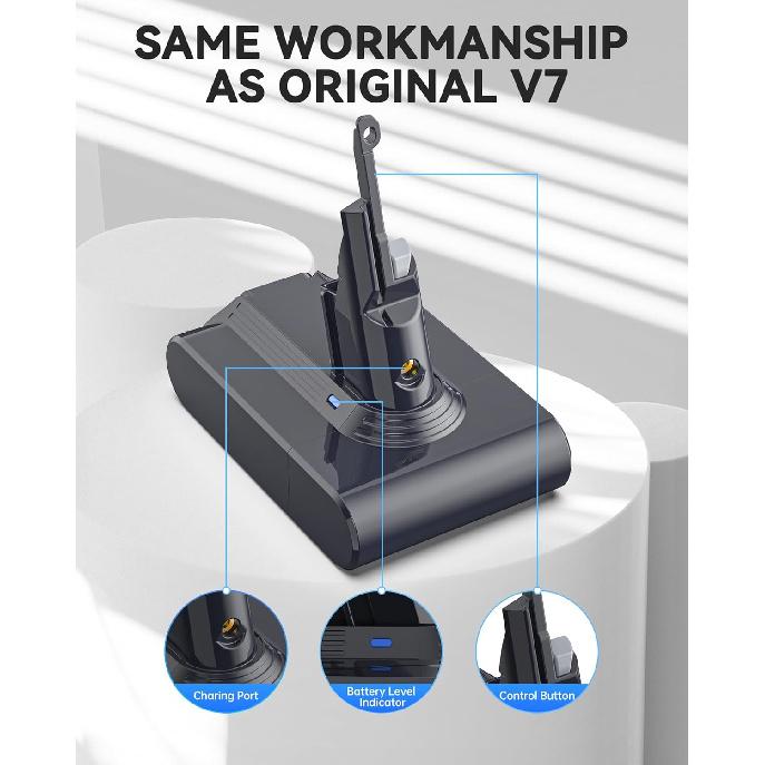Battery Replacement for V7, 21.6V 6500mAh Li-ion Battery Compatible with SV11 V7 Motorhead V7 Animal V7 Extra V7 Mattress V7 Absolute V7 Trigger V7