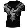 Retro Viking Tattoo 3D Printed Men's T-shirt Summer Viking Odin Round Neck Loose Short Sleeve Casual Top T-shirt Oversized T-shirt