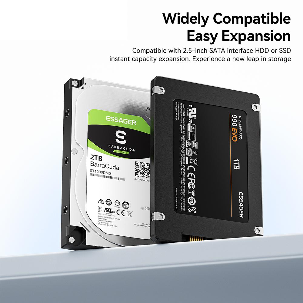 ESSAGER 5Gbps High Speed Data Transfer 2 In 1 USB 3.0/Type-C To SATA Adapter Cable for External Hard Drive SSD