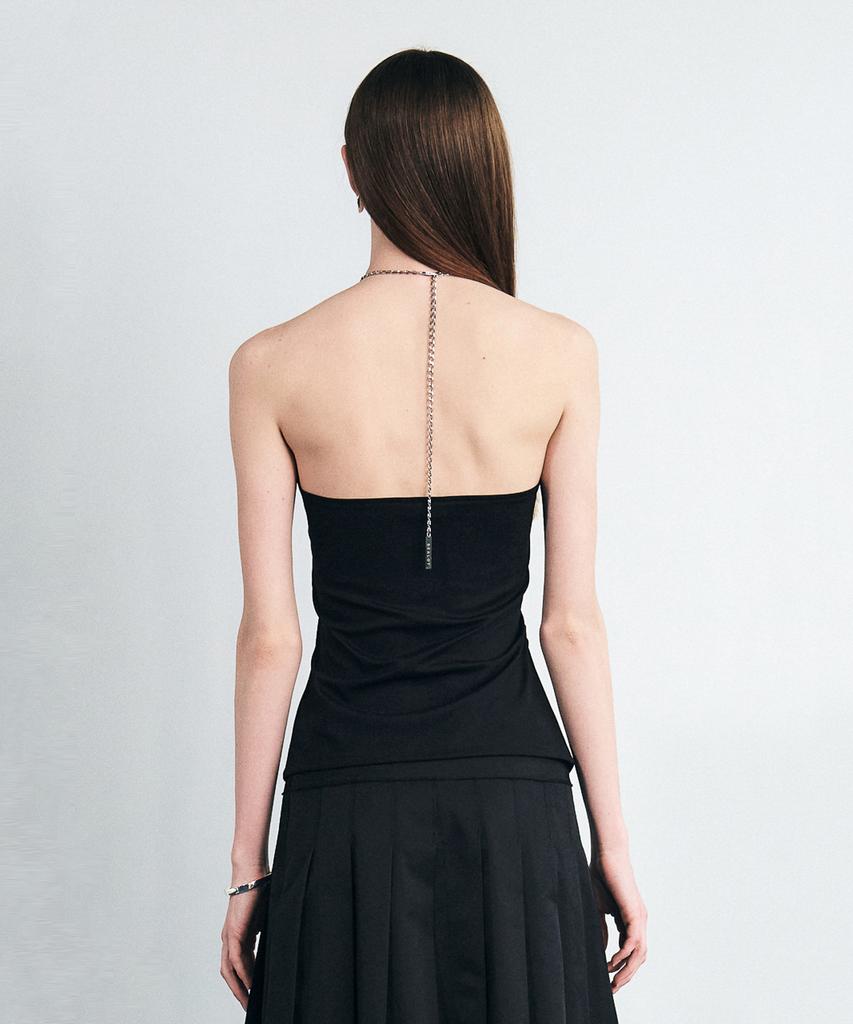 Sillot Chain Halter Slit Sleeveless Top (Black)