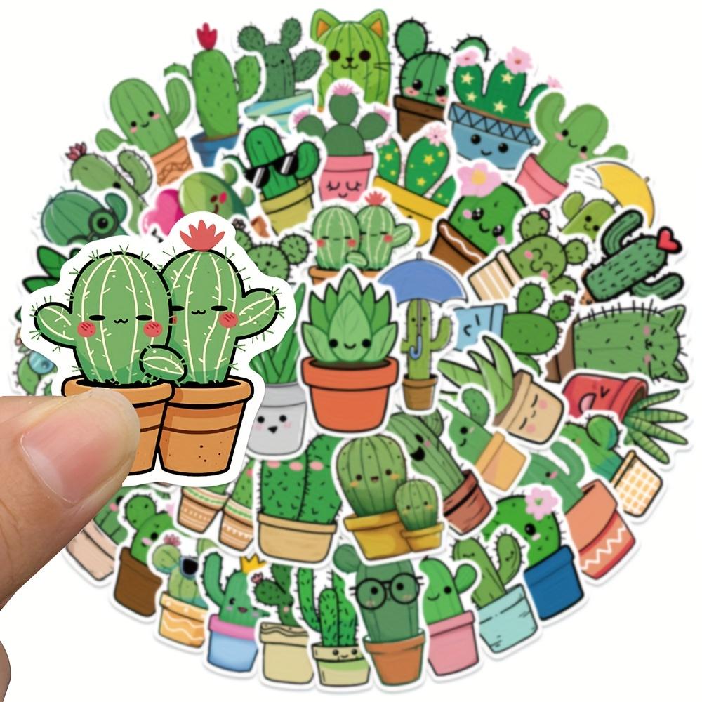 50 PZ Piante Carine Cactus Graffiti Stella Pellicola Glitter Adesivi Giocattoli per Bambini Laptop Cellulare Bagagli Album Skateboard Adesivi Creativi