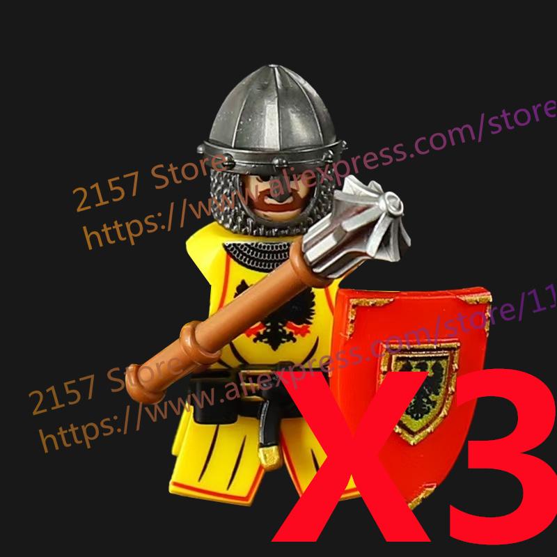 MOC Medieval Figure Building Block Castle Templar Knights Armor Militia Soldiers Gunners Shield Helmet Assembling Brick Toys S26