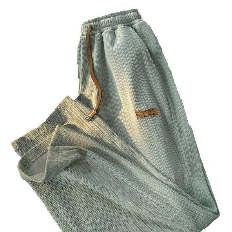 2024 Summer Unisex Ice Silk Wide-Leg Pants - Loose, Trendy Korean Style
