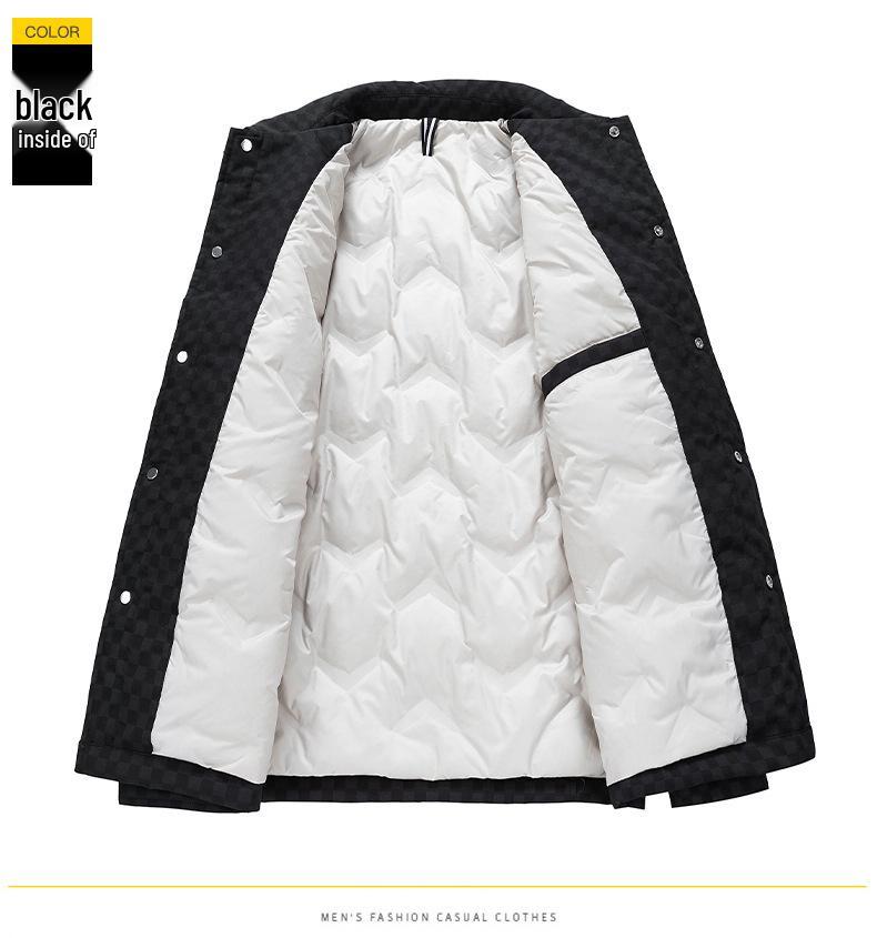 Herren Schwarze Lässige Revers Daunenjacke - Winter Kältebeständig, Warm, Lockere Passform
