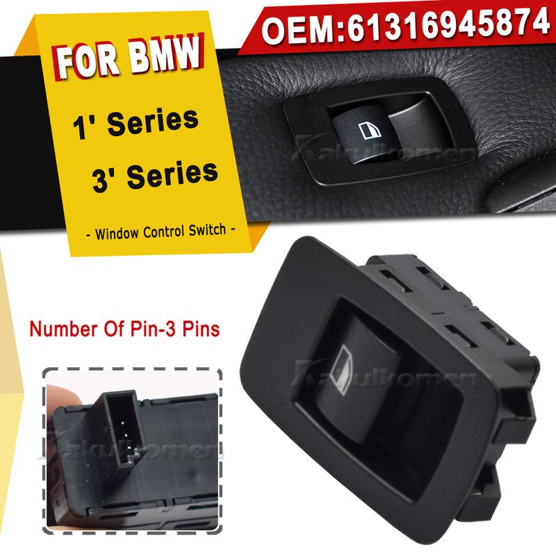 3Pins 61316945874 Black Electric Power Window Lifter Switch Button For BMW E71 E72 E83 E90 E91 E92 316i 318i 320i 2005-2015