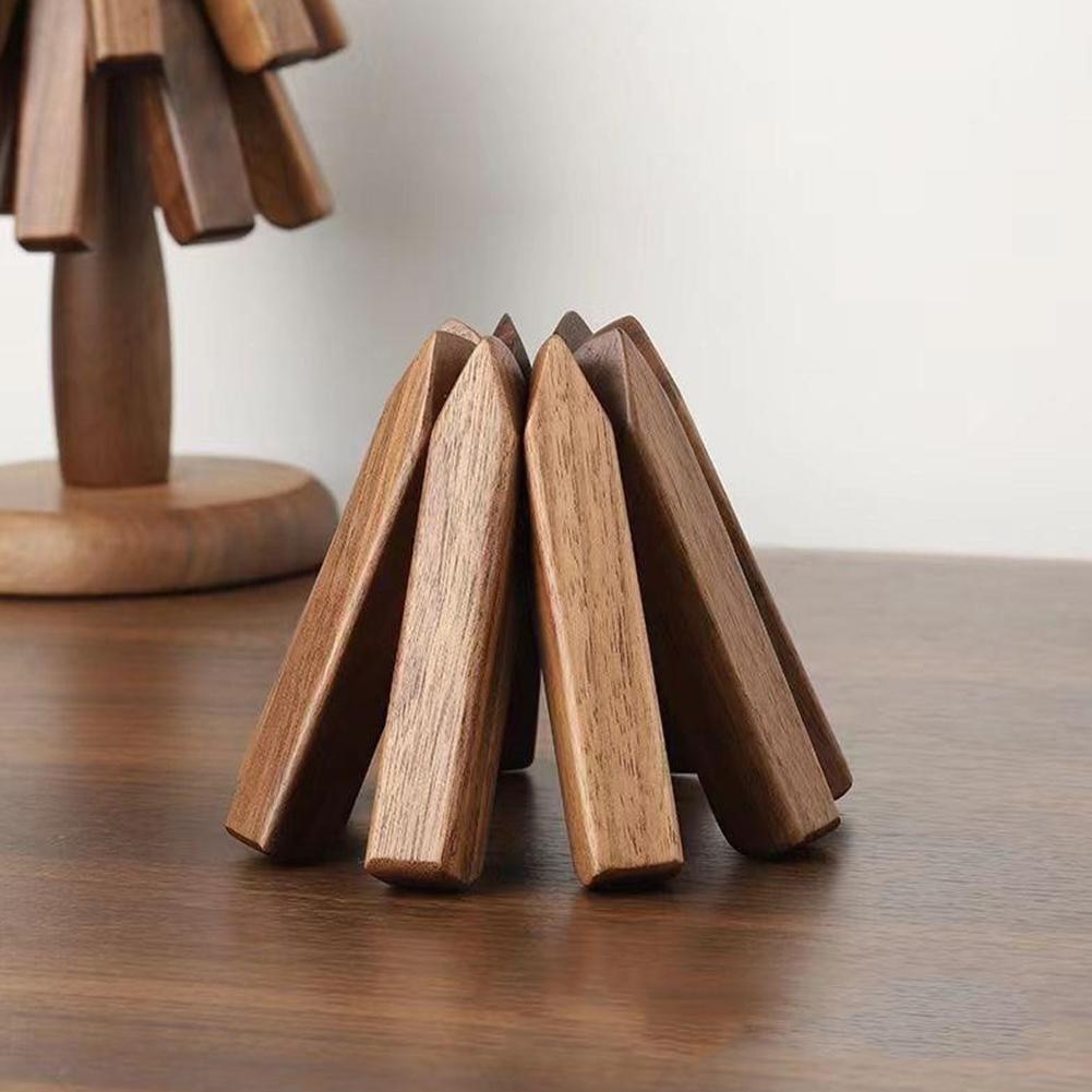 Tree Design Stand Wooden Trivets Non-Slip Decorative Anti Scald Heat Resistant Table Mat Wood Table Mat for Hot Dishes