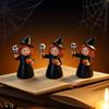3Pcs Cute Halloween Witch Statue Creative Craft Halloween Witch Ornament Cartoon Funny Halloween Party Decoration Flowerpot