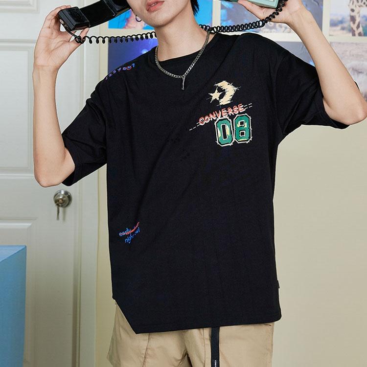 Converse Put-a-Smile-On-Your-Face Logo T-Shirt Asia Sizing 'Black' Unisex 10024879-A02